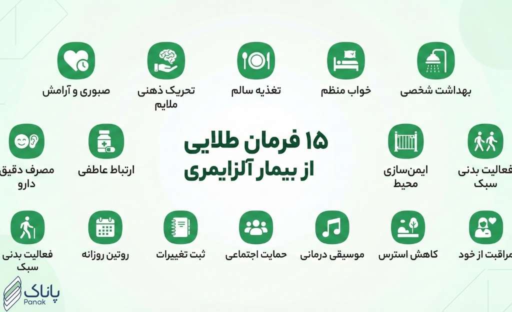 ۱۵ فرمان طلایی برای مراقبت از بیمار آلزایمری در منزل (راهکارهای کاملاً عملی)